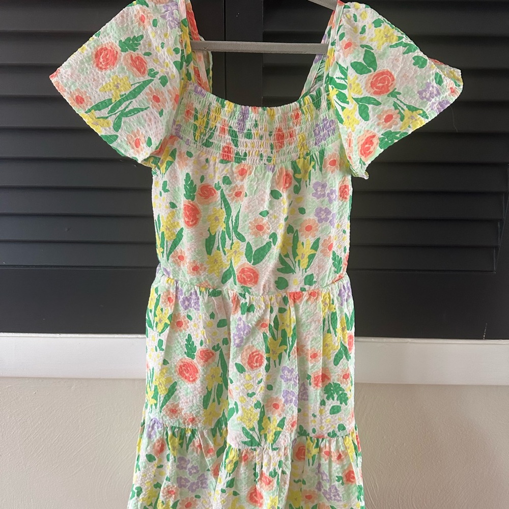 Cat & Jack Multicolor Floral Dress with Ruffled Sleeves